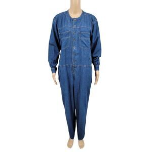 Liz Wear Vintage Denim Jean Jumpsuit Long Sleeves Oversized Women's Small